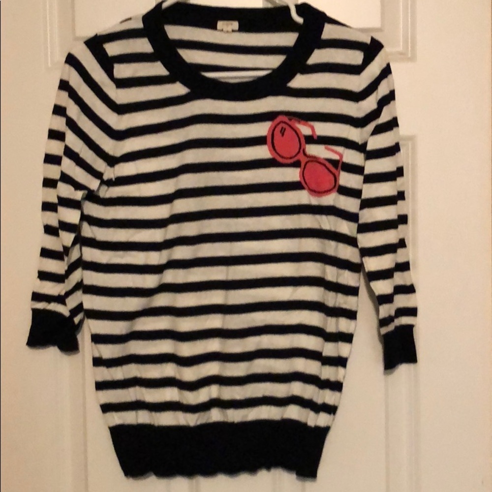 J Crew lightweight sweater with glasses detail